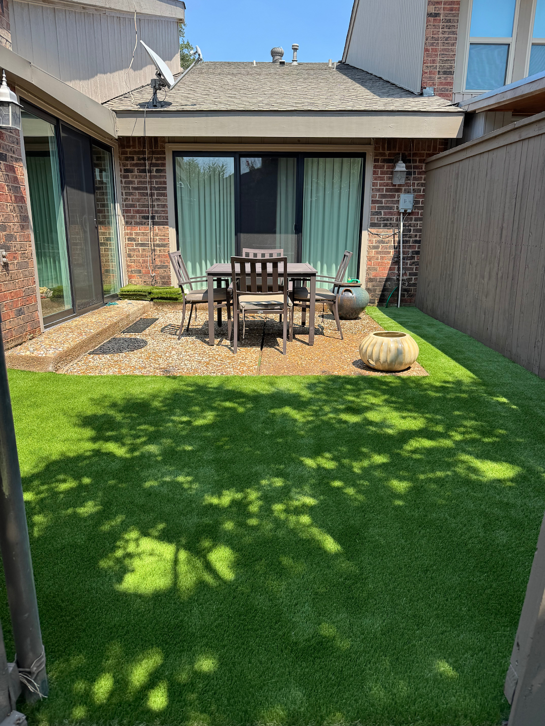 Low-Maintenance Artificial Turf Installation for a Condo Backyard in Dallas, TX